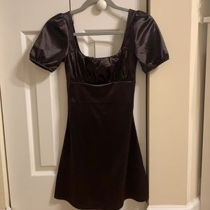 Dark Brown Silky Mini Dress